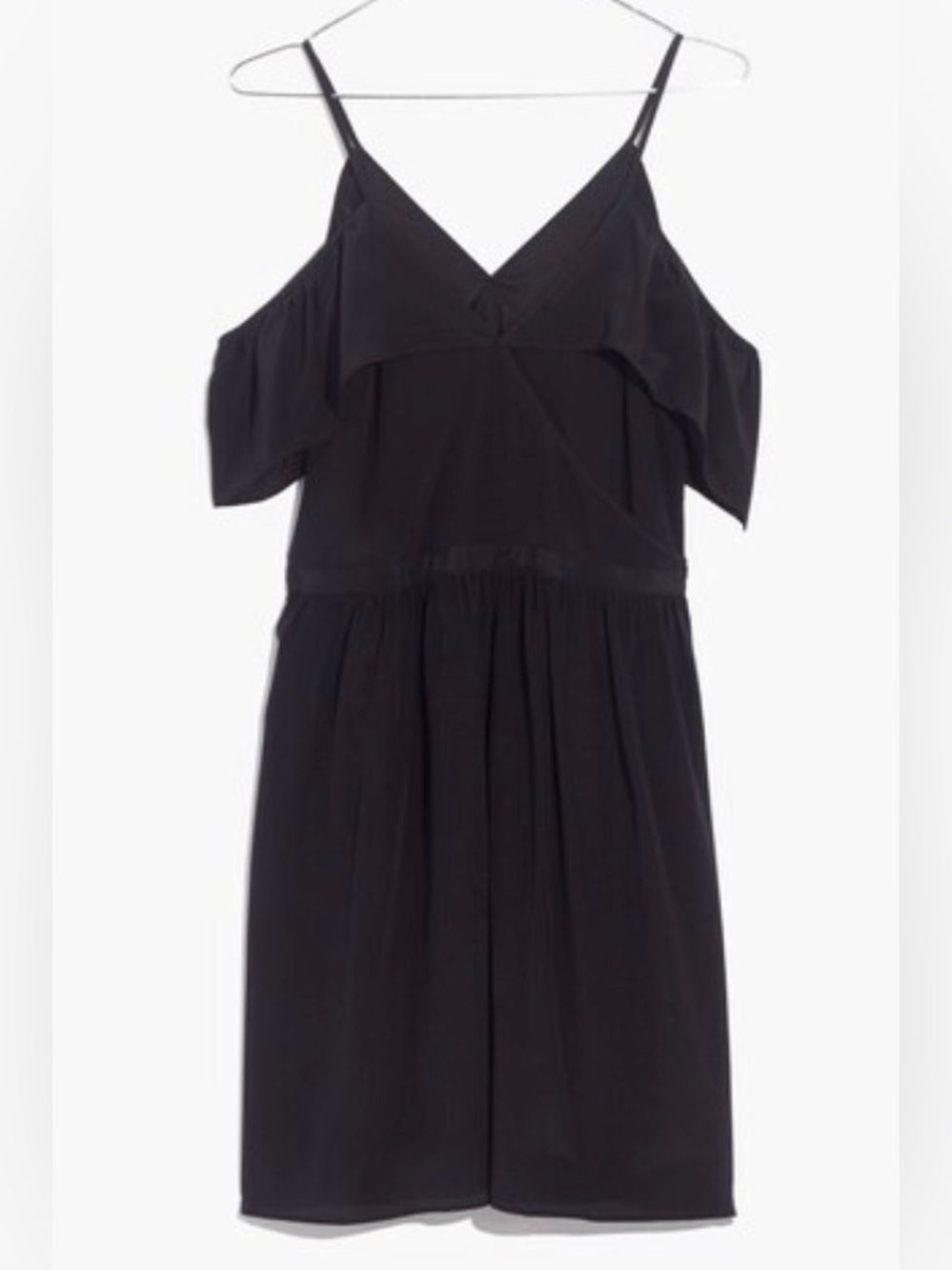 NWT Madewell Women’s Silk Cold Shoulder Ruffle Dress
